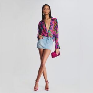 NWT Retrofete Darlinda Mini Micro Denim Jean Skirt Women's Size‎ SMALL
